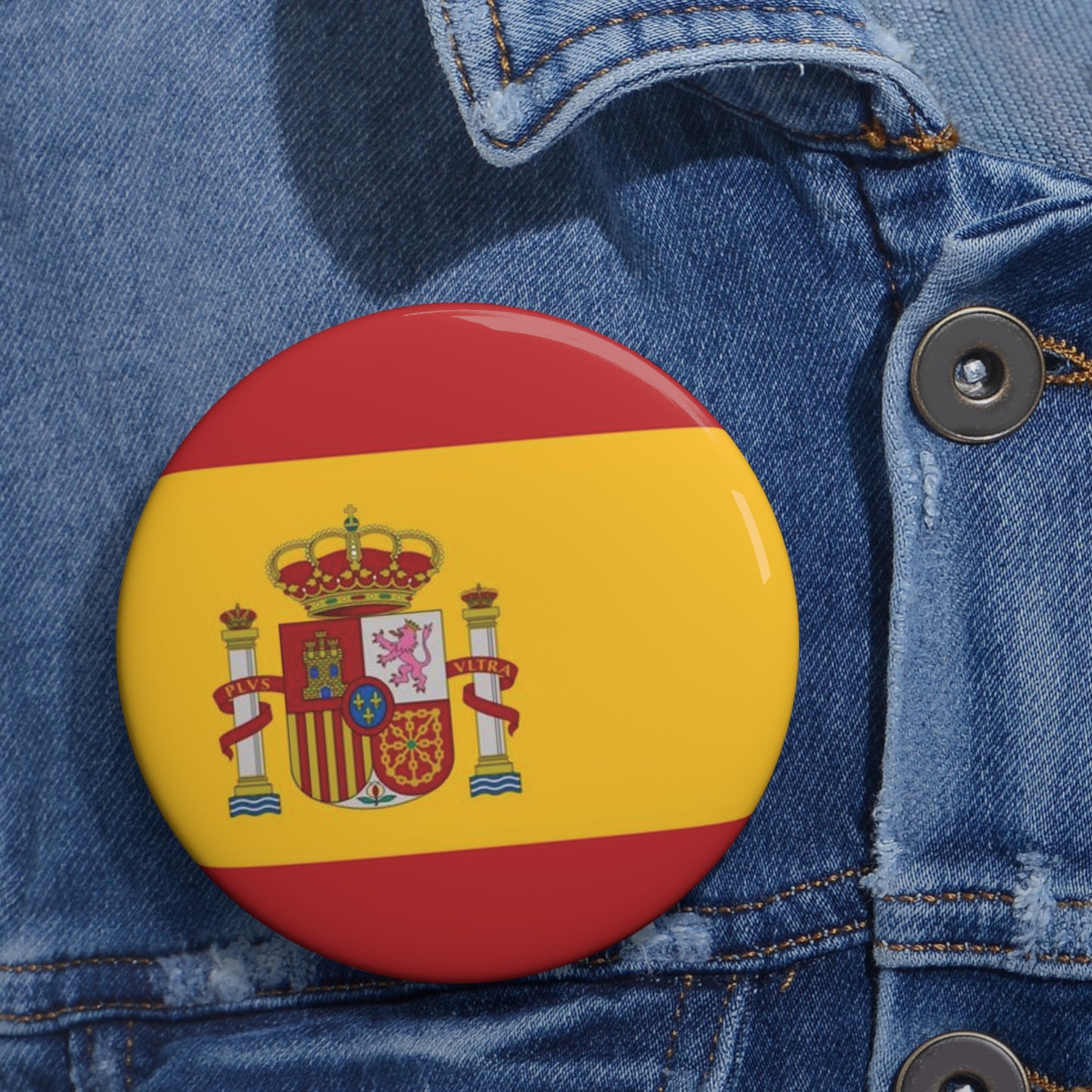 Spain Flag Pin Button — Spanish Flag Badge for Jackets, Backpacks & Travel