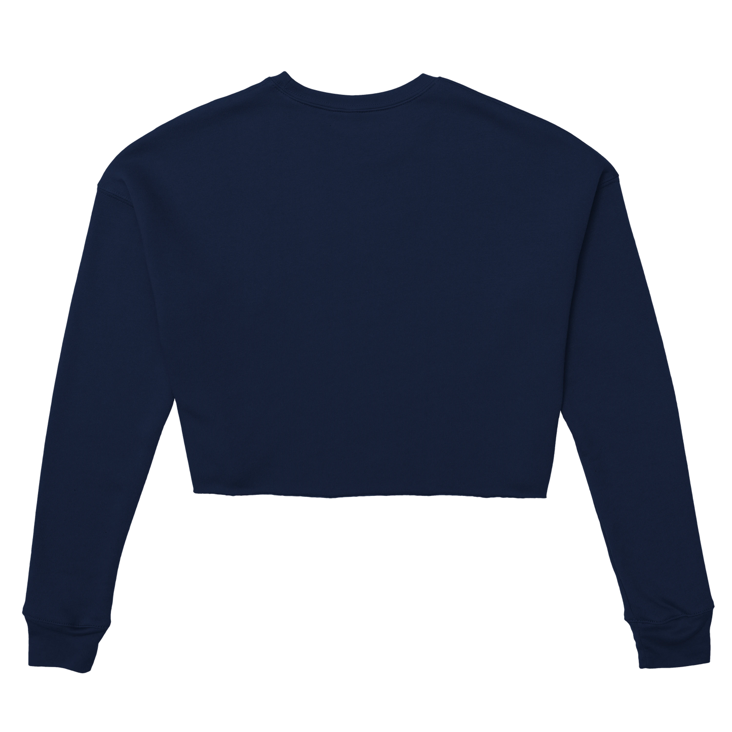 Back view of Chimayoi "Bonjour bébé!" cropped sweatshirt in Navy