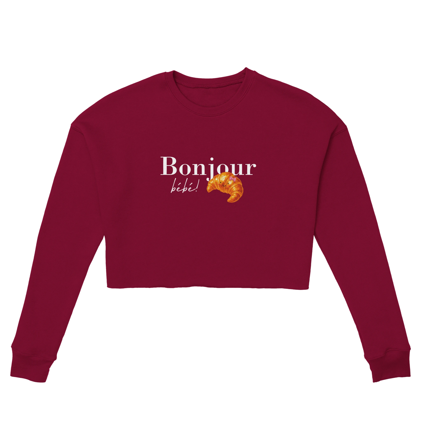 Chimayoi "Bonjour bébé!" cropped sweatshirt in Brick - front view