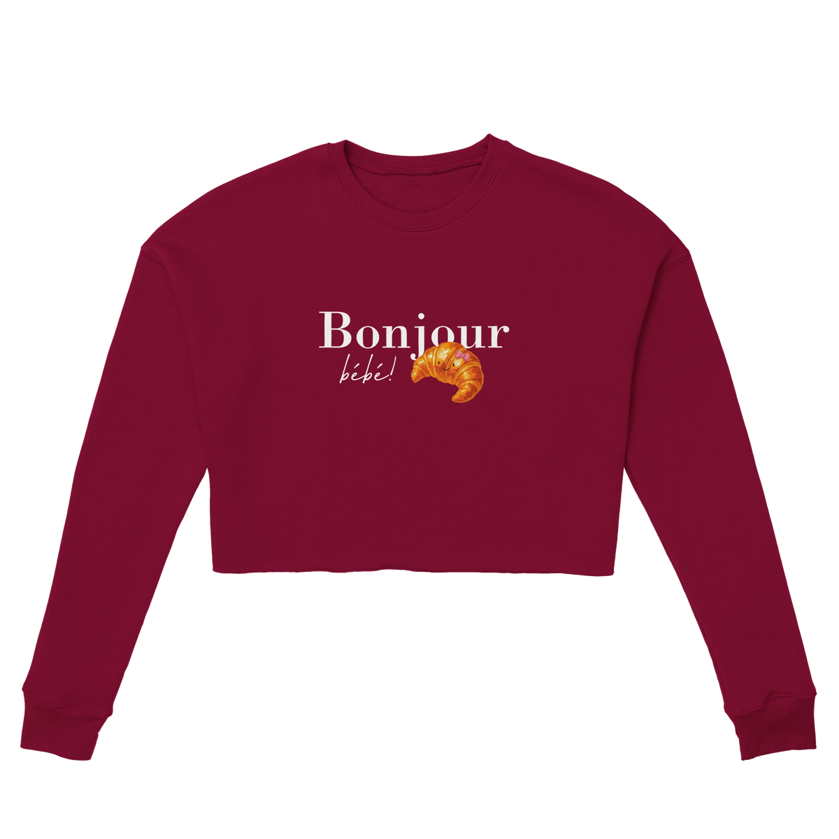 Chimayoi "Bonjour bébé!" cropped sweatshirt in Brick - front view