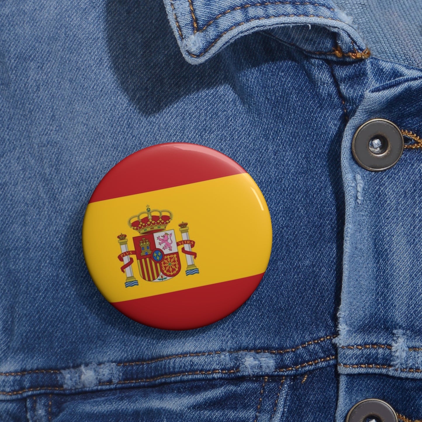 Spain Flag Pin Button — Spanish Flag Badge for Jackets, Backpacks & Travel