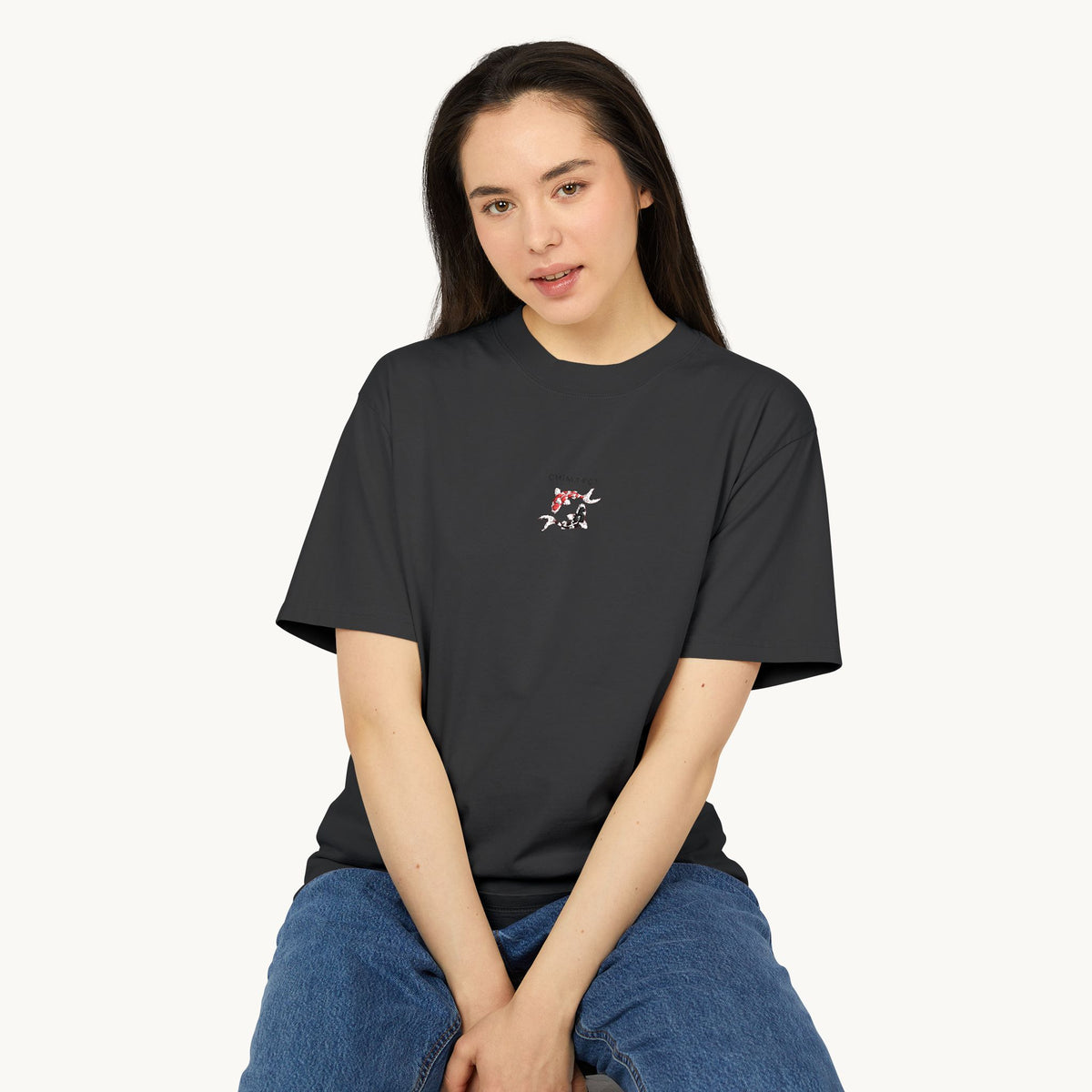 Chimayoi "Yin Yang Koi" Embroidered Heavyweight Faded Tee