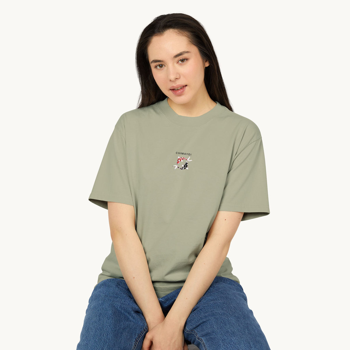 Chimayoi "Yin Yang Koi" Embroidered Heavyweight Faded Tee