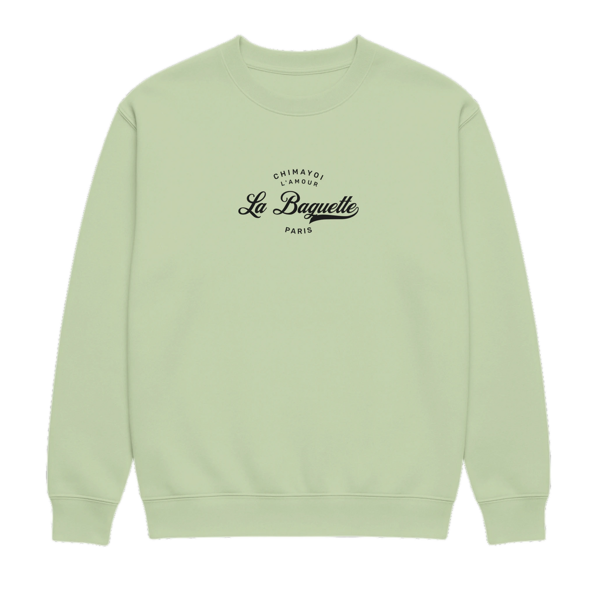 Chimayoi "La Baguette" vintage wash oversized crewneck sweatshirt in Pigment Oil Green - front view