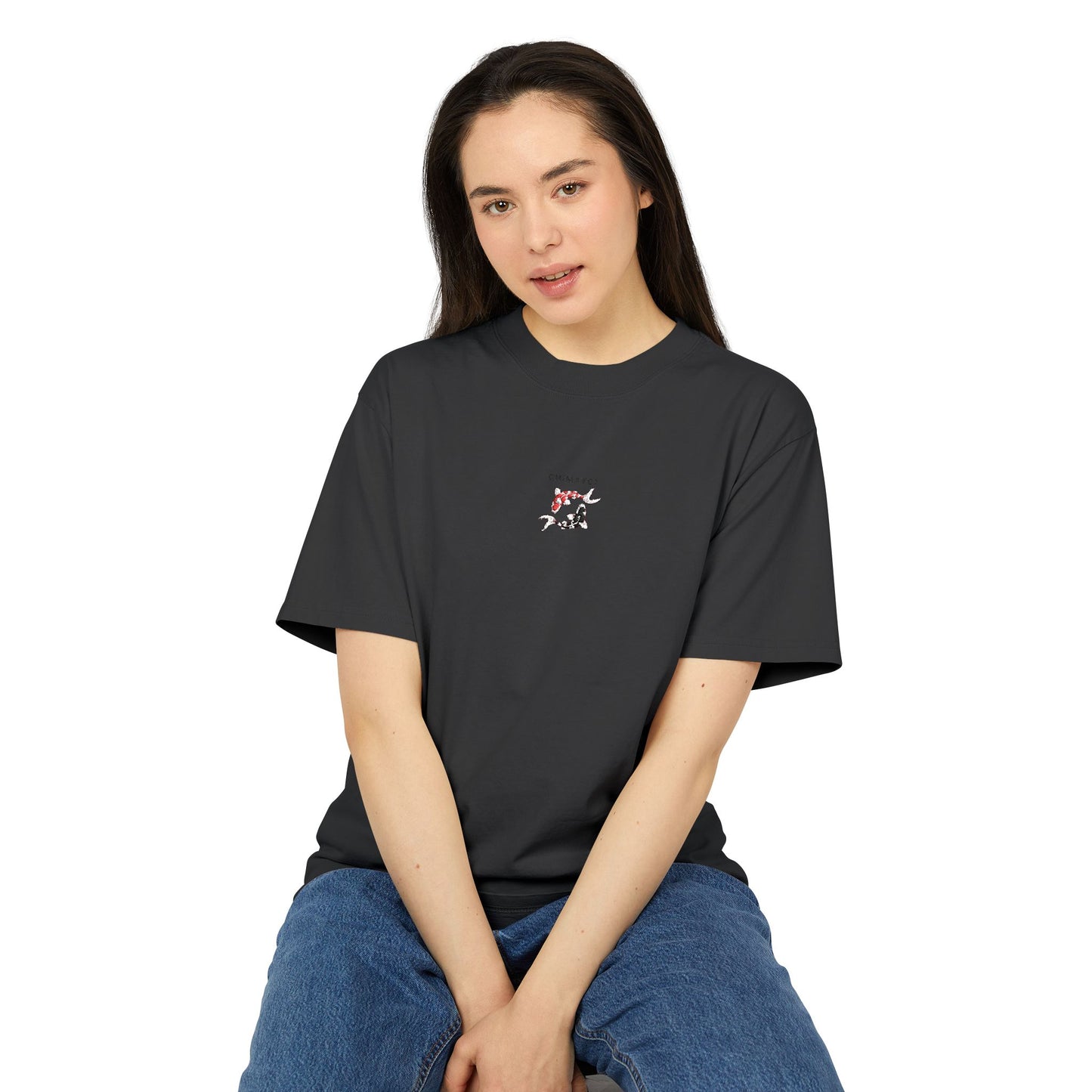 Chimayoi "Yin Yang Koi" Embroidered Heavyweight Faded Tee