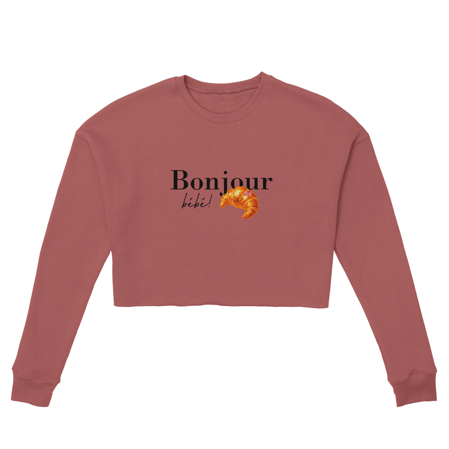Chimayoi "Bonjour bébé!" cropped sweatshirt in Mauve - front view