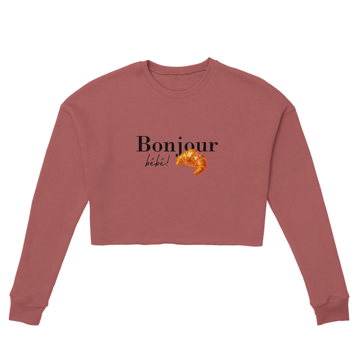 Chimayoi "Bonjour bébé!" cropped sweatshirt in Mauve - front view