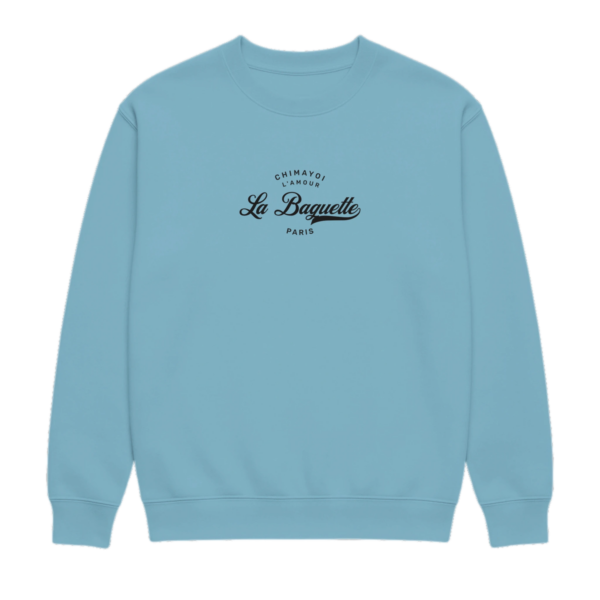 Chimayoi "La Baguette" vintage wash oversized crewneck sweatshirt in Pigment Pebble Blue - front view