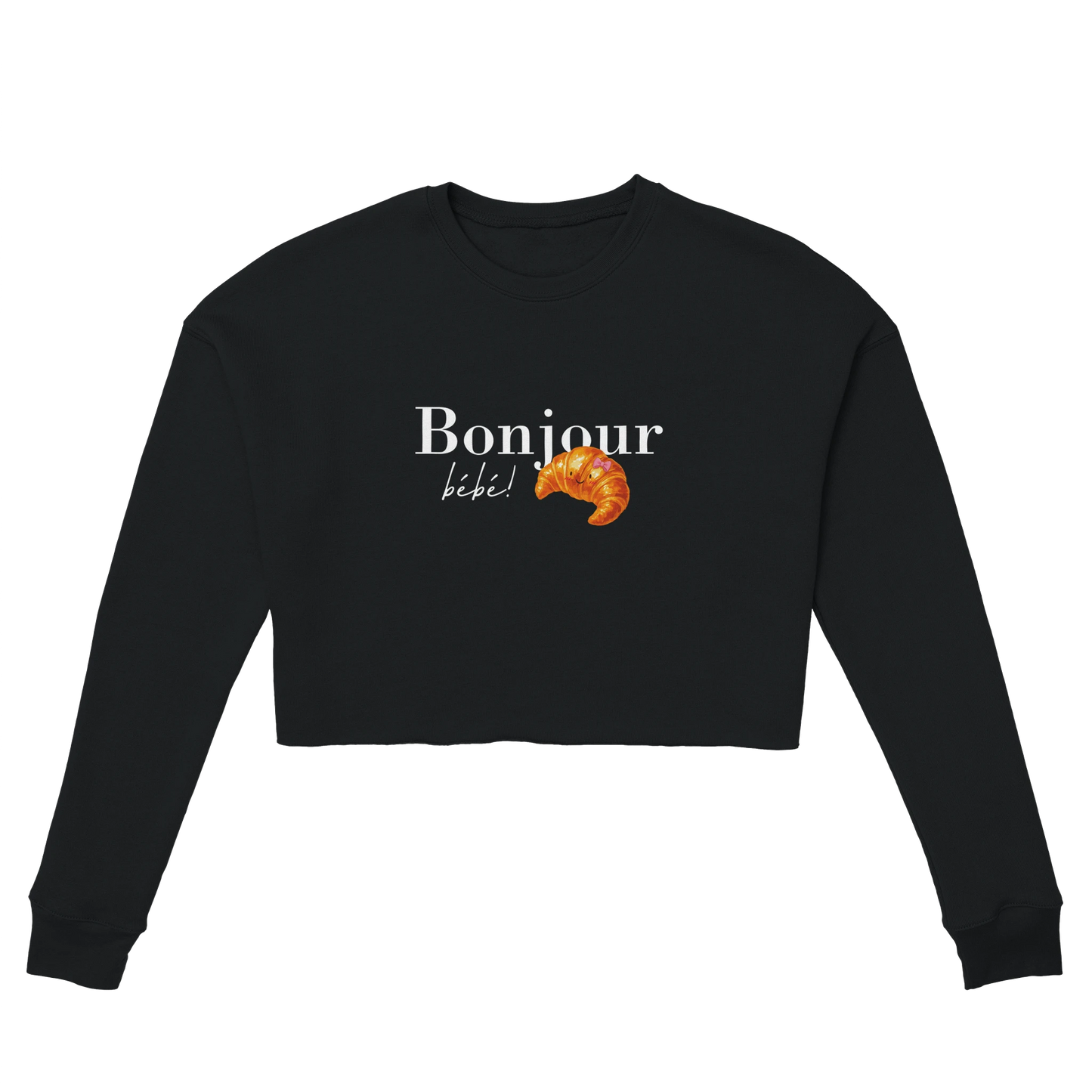 Chimayoi "Bonjour bébé!" cropped sweatshirt in Black - front view